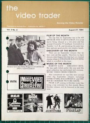 VIDEO TRADER magazine side cover 27 August 1984