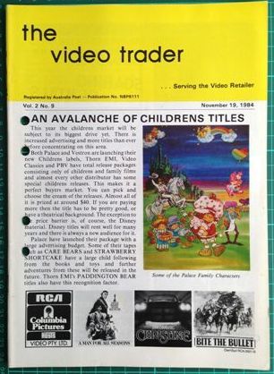 VIDEO TRADER magazine side cover 19 November 1984