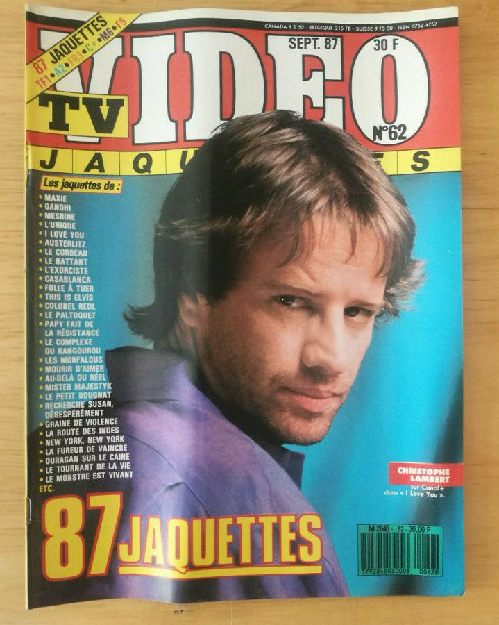 TV VIDEO JAQUETTES magazine side cover Issue 62 September 1987