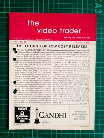 VIDEO TRADER magazine side cover  Vol 1 # 15 13 February 1984