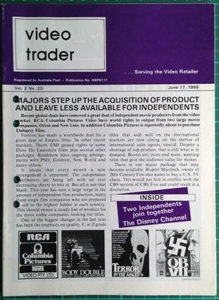 VIDEO TRADER magazine side cover 17 June 1985