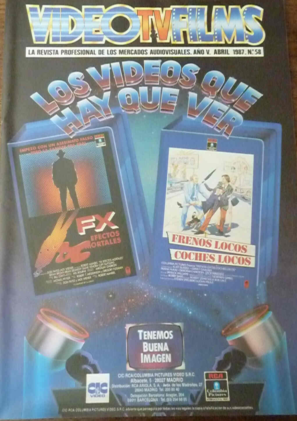 VIDEO TV FILMS magazine side cover Issue 58 April 1987