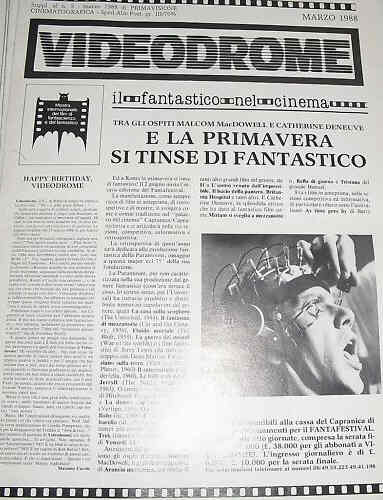 VIDEODROME magazine side cover March 1988