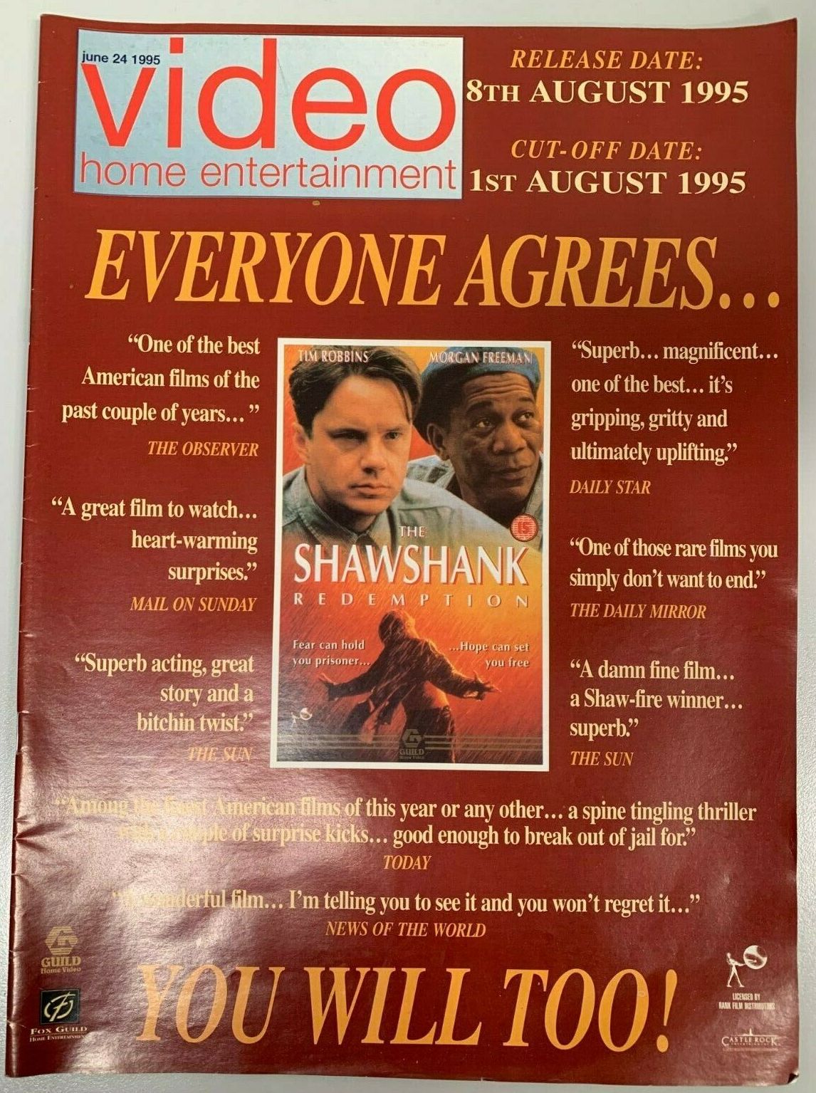 VIDEO HOME ENTERTAINMENT magazine side cover 24 June 1995