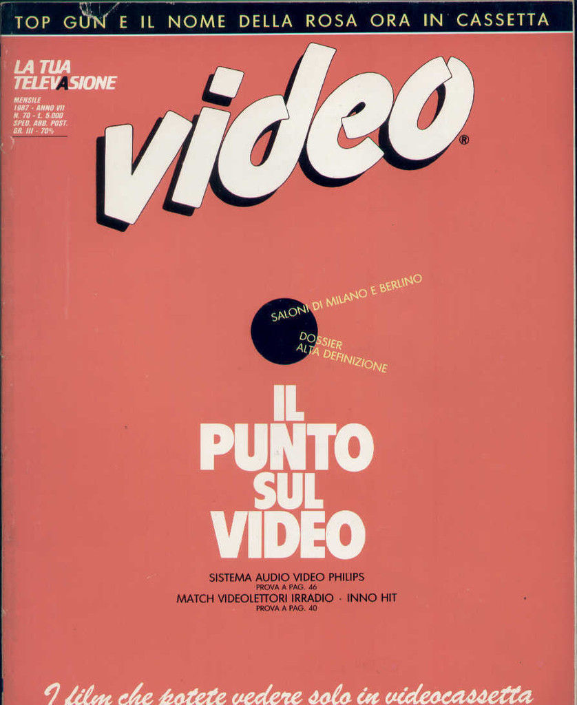 VIDEO (It) magazine side cover Issue 70  1987