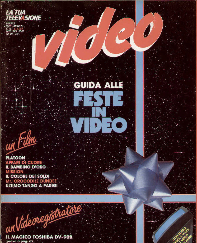 VIDEO (It) magazine side cover Issue 72  1987