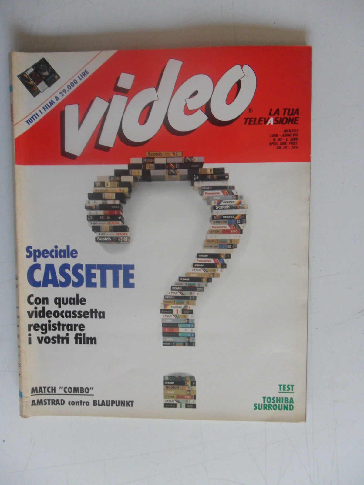 VIDEO (It) magazine side cover Issue 83  1988