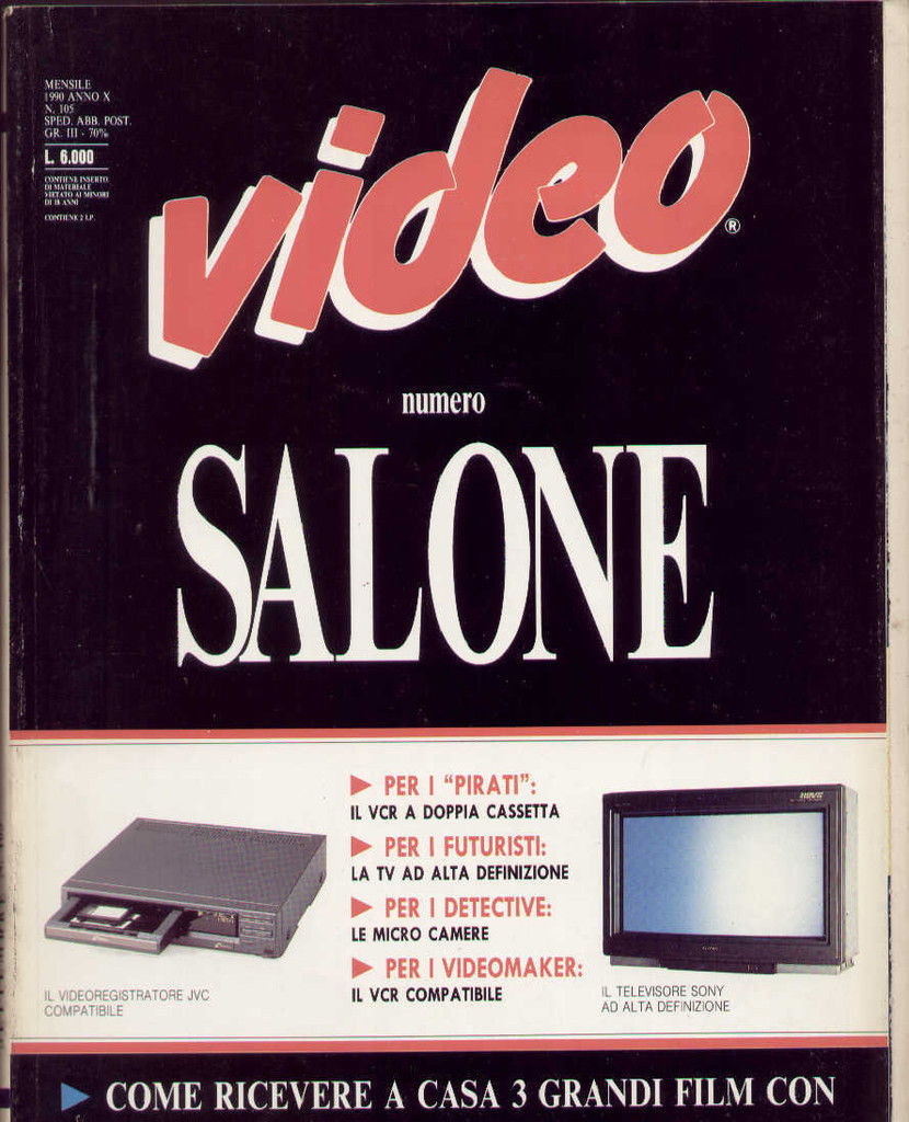 VIDEO (It) magazine side cover Issue 105  1990