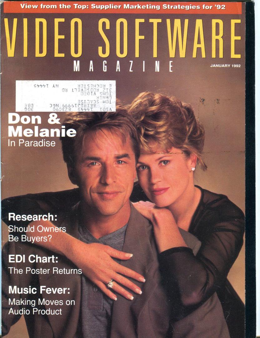 VIDEO SOFTWARE MAGAZINE magazine side cover  January 1992