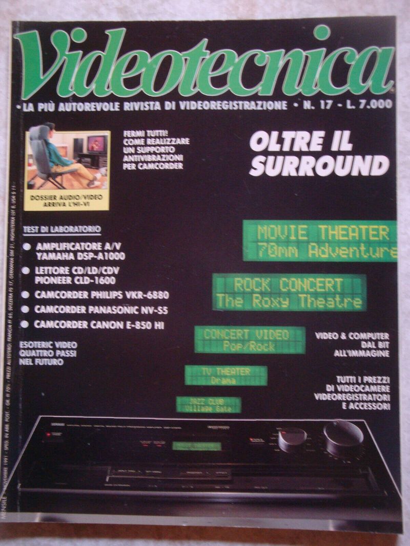 VIDEOTECNICA magazine side cover Issue 17  November 1991