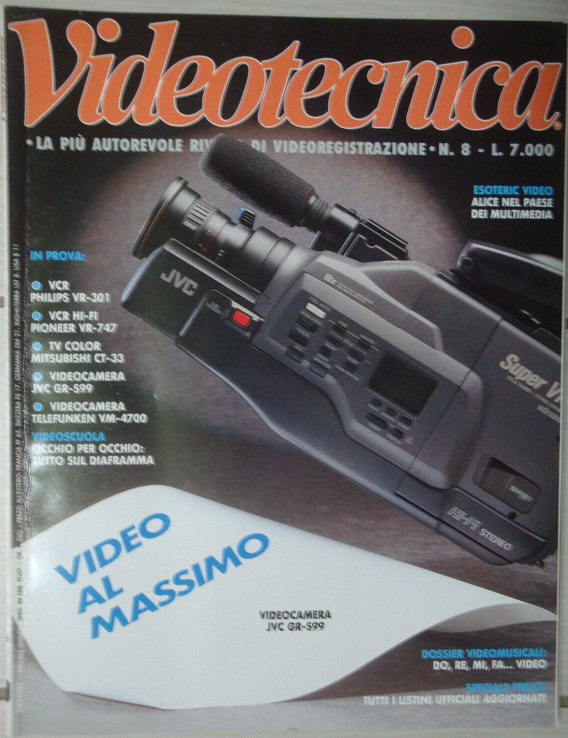 VIDEOTECNICA magazine side cover Issue 8   1991