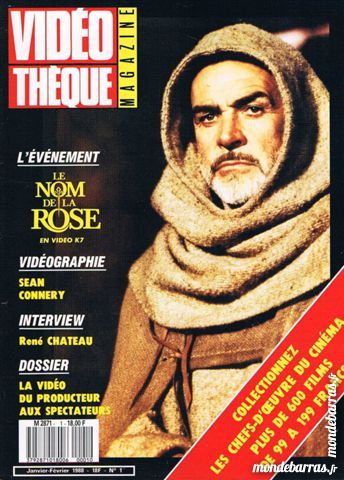 VIDEOTHEQUE magazine side cover Issue 1 January/February 1988