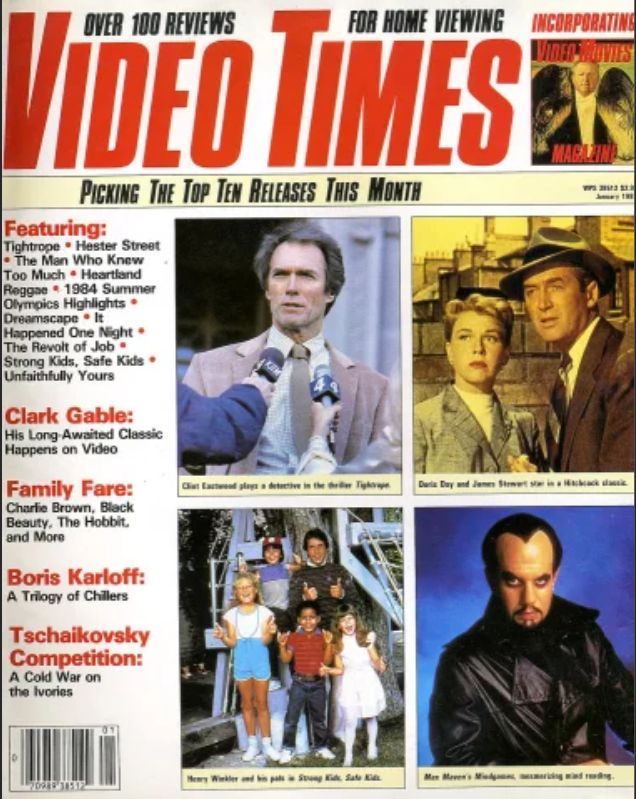 VIDEO TIMES (USA) magazine side cover  January 1985