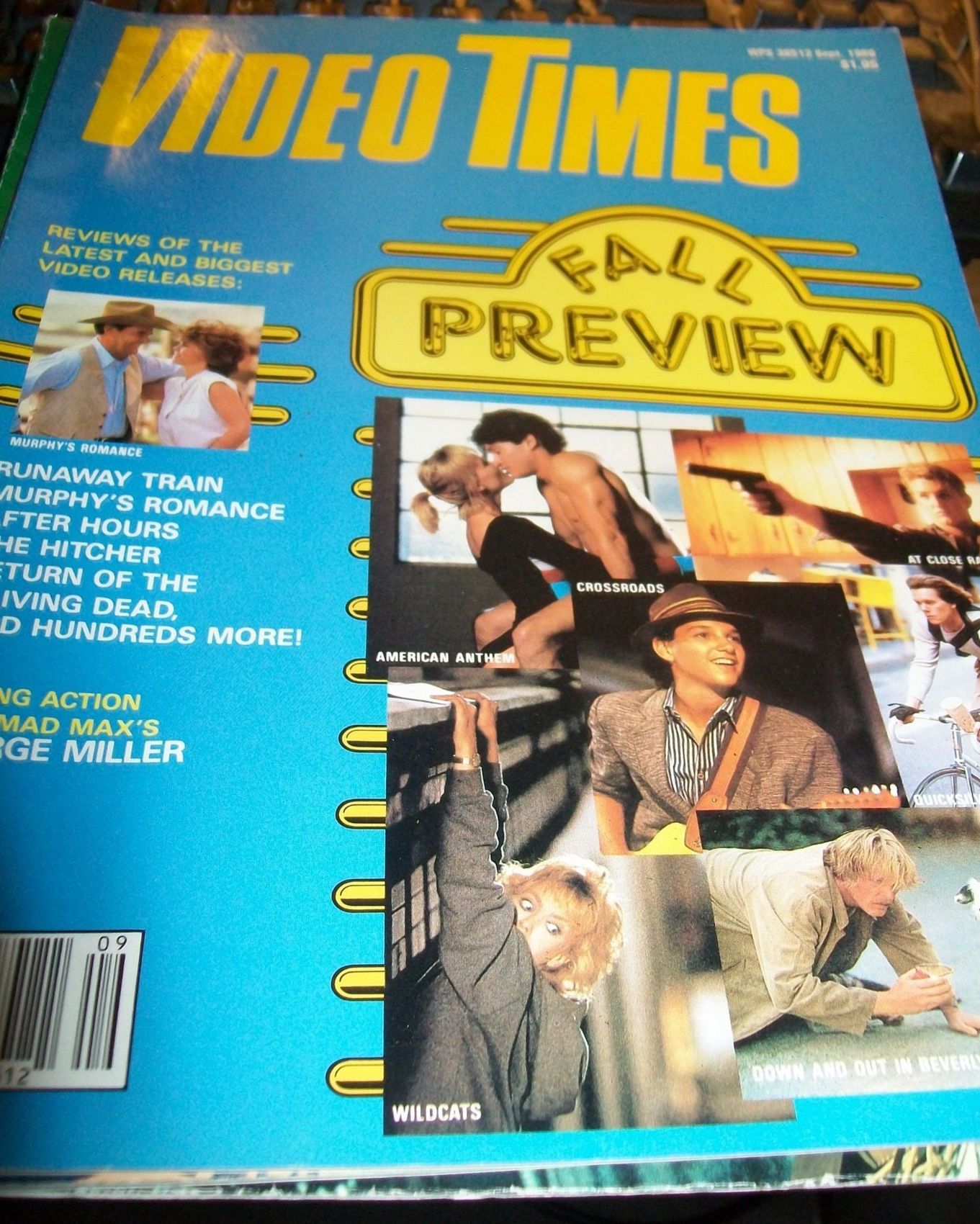 VIDEO TIMES (USA) magazine side cover  September 1986