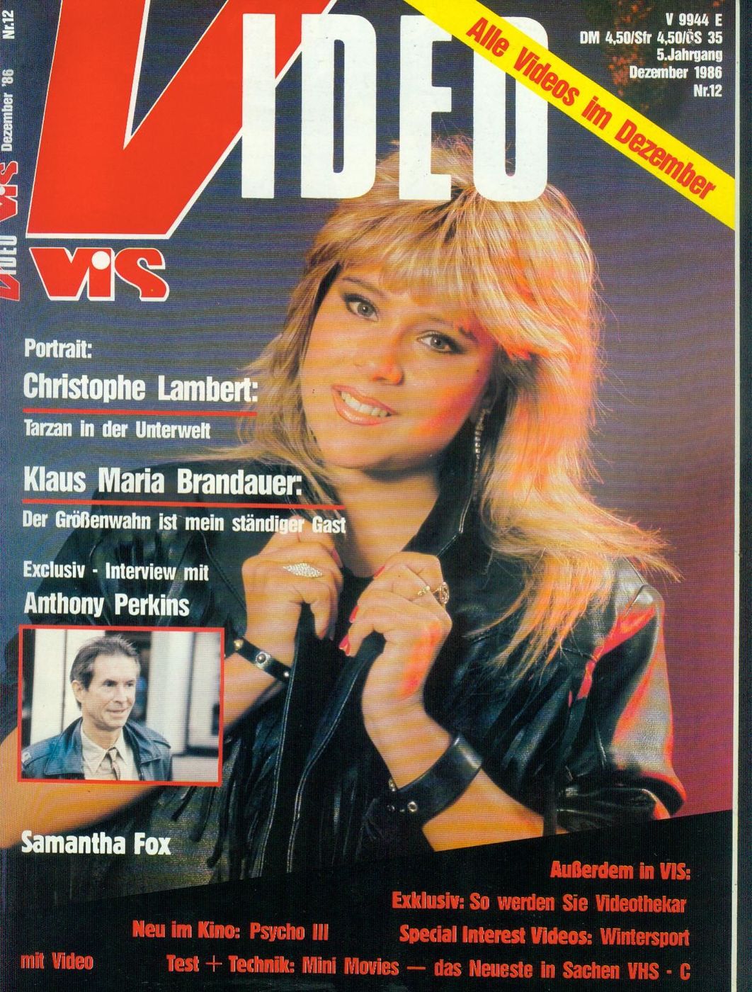 VIDEO VIS magazine side cover Issue 12 December 1986