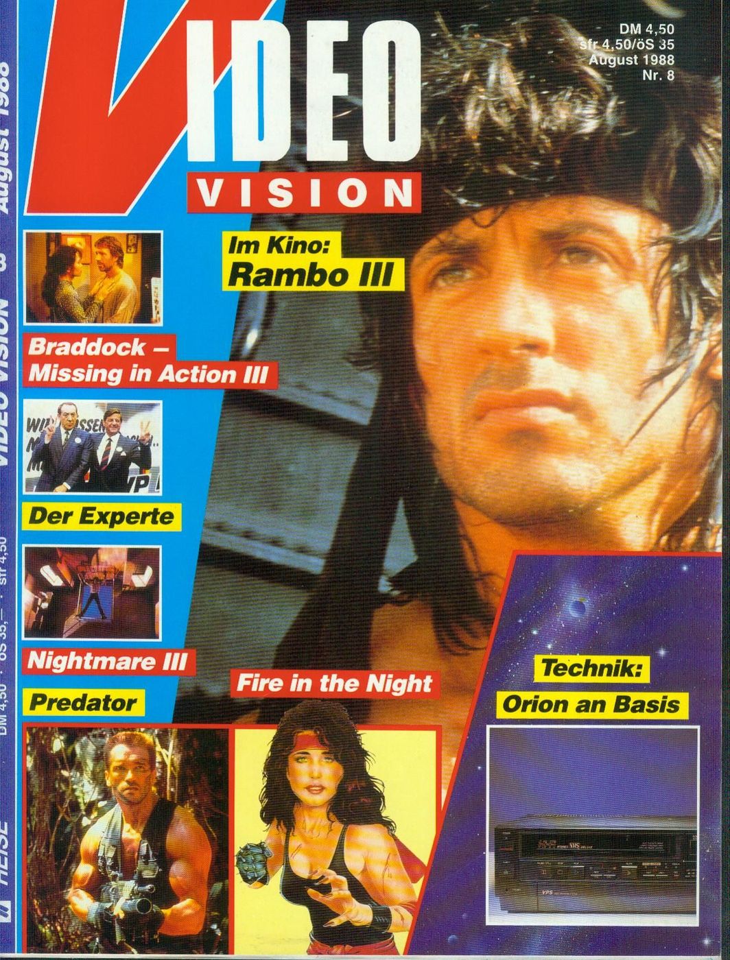 VIDEO VIS magazine side cover Issue 8  August 1988