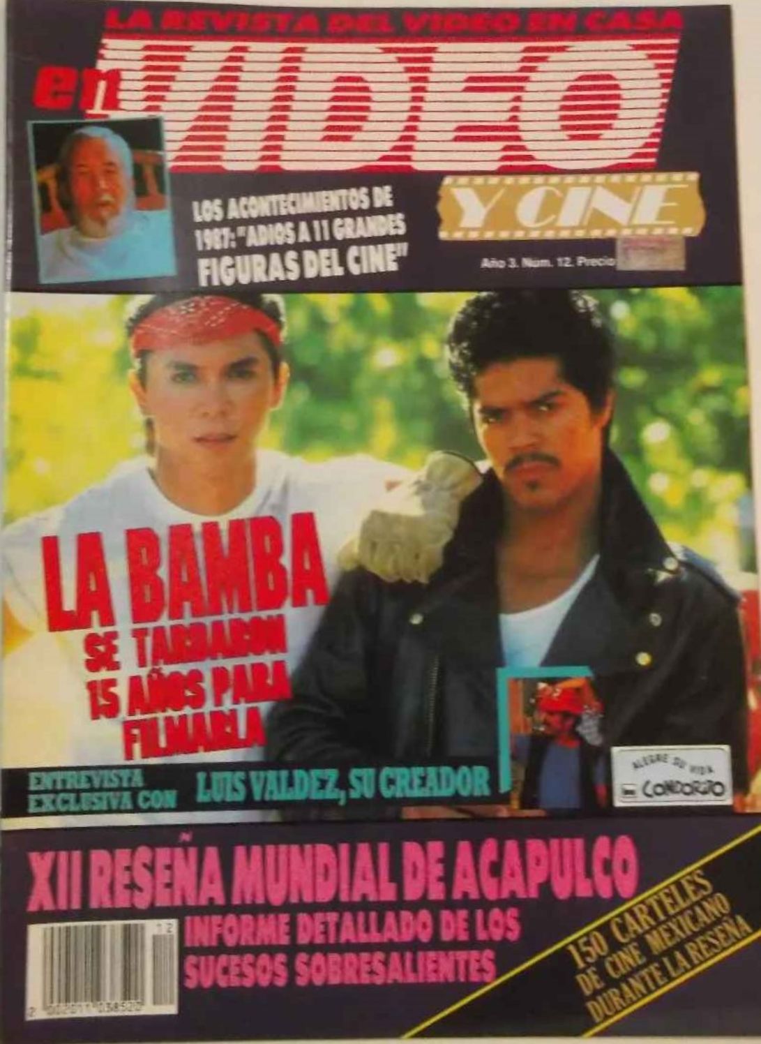 VIDEO Y CINE magazine side cover  Vol 3 No  12  December 1987