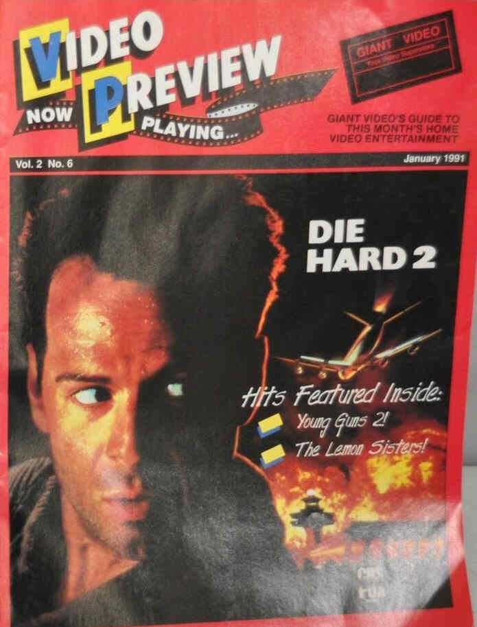 VIDEO PREVIEW NOW PLAYING magazine side cover  Vol 2 # 6 January 1991