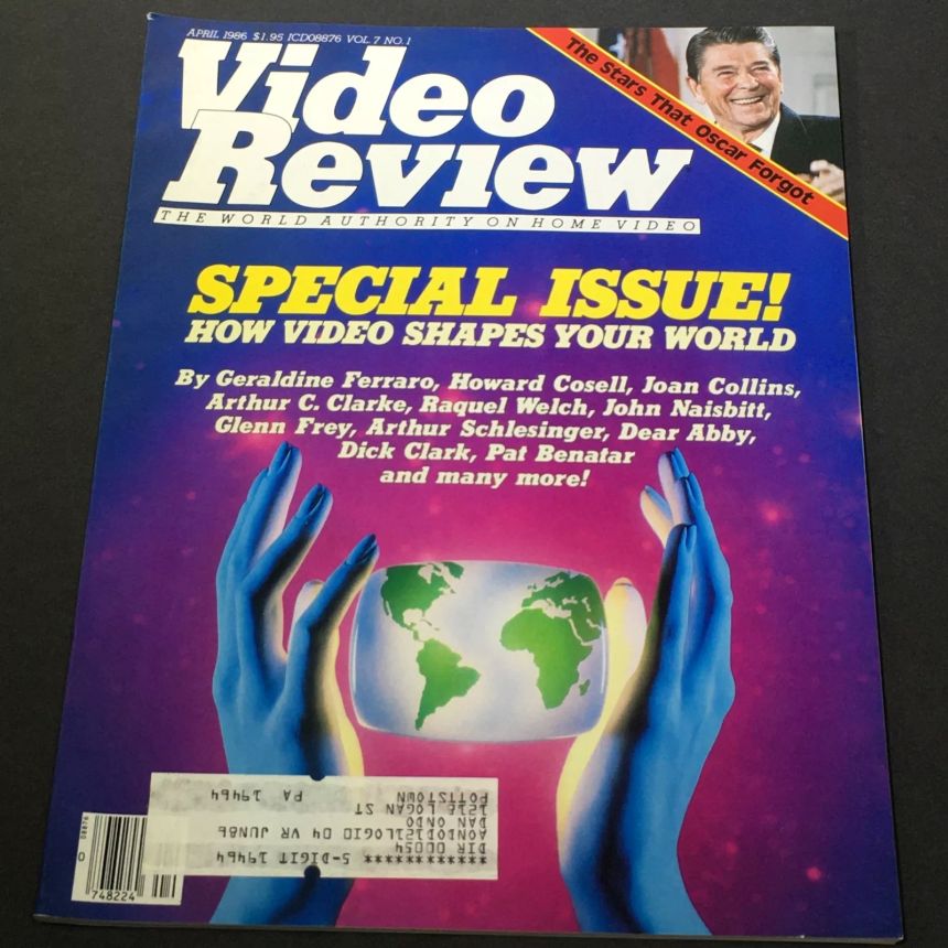 VIDEO REVIEW USA magazine side cover  April 1986