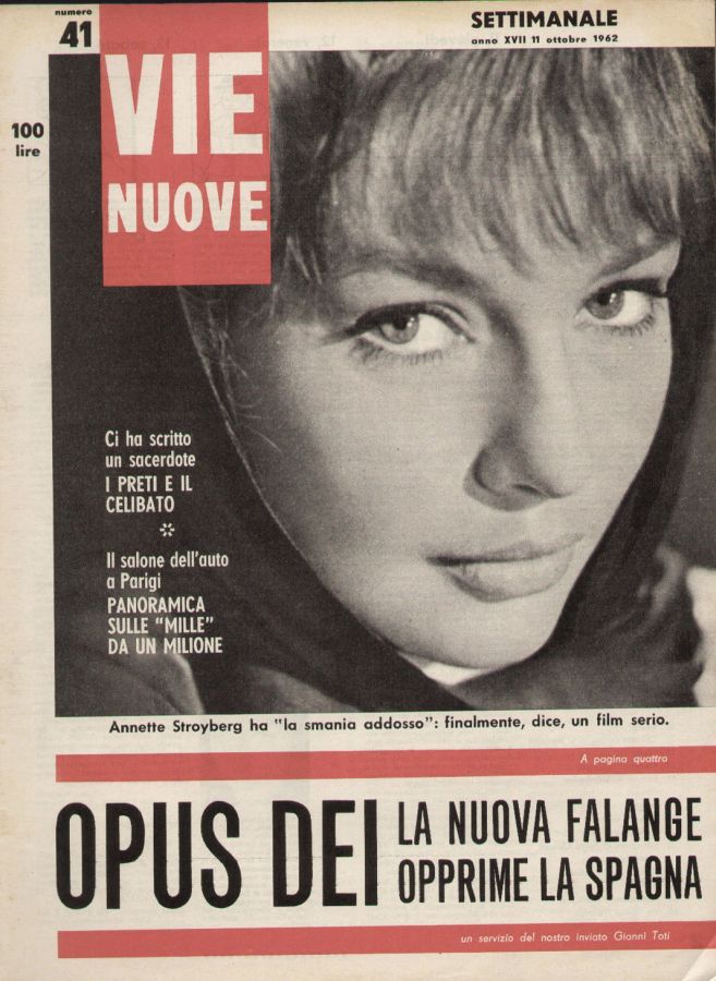 VIE NUOVE magazine side cover Issue 41 11 October 1962
