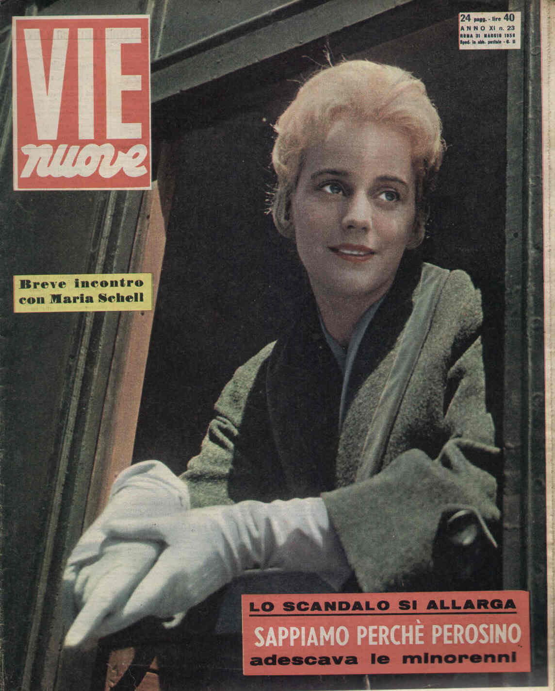 VIE NUOVE magazine side cover Issue 23 31 May 1956