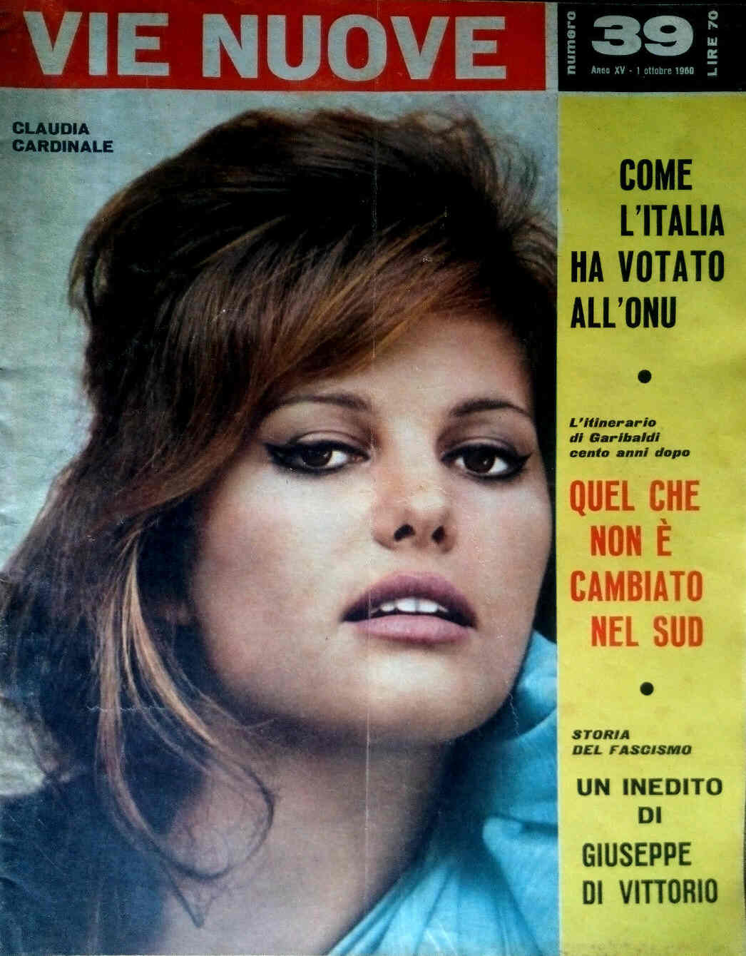 VIE NUOVE magazine side cover Issue 39 1 October 1960