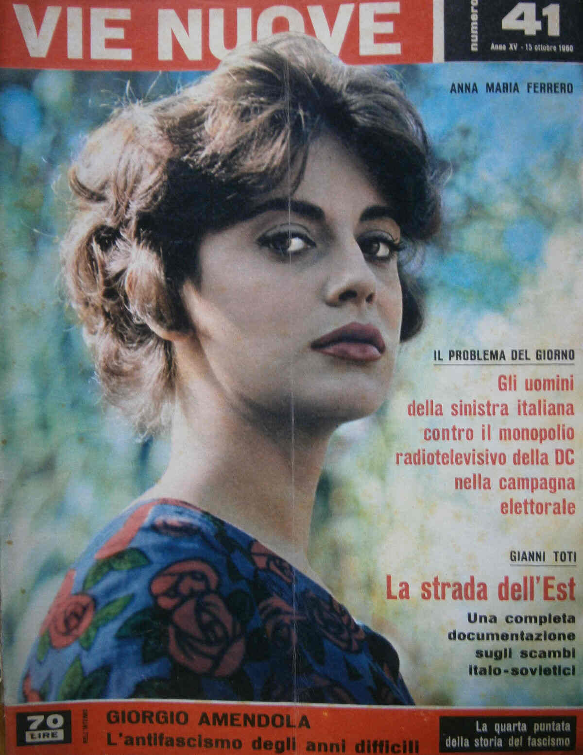 VIE NUOVE magazine side cover Issue 41 15 October 1960
