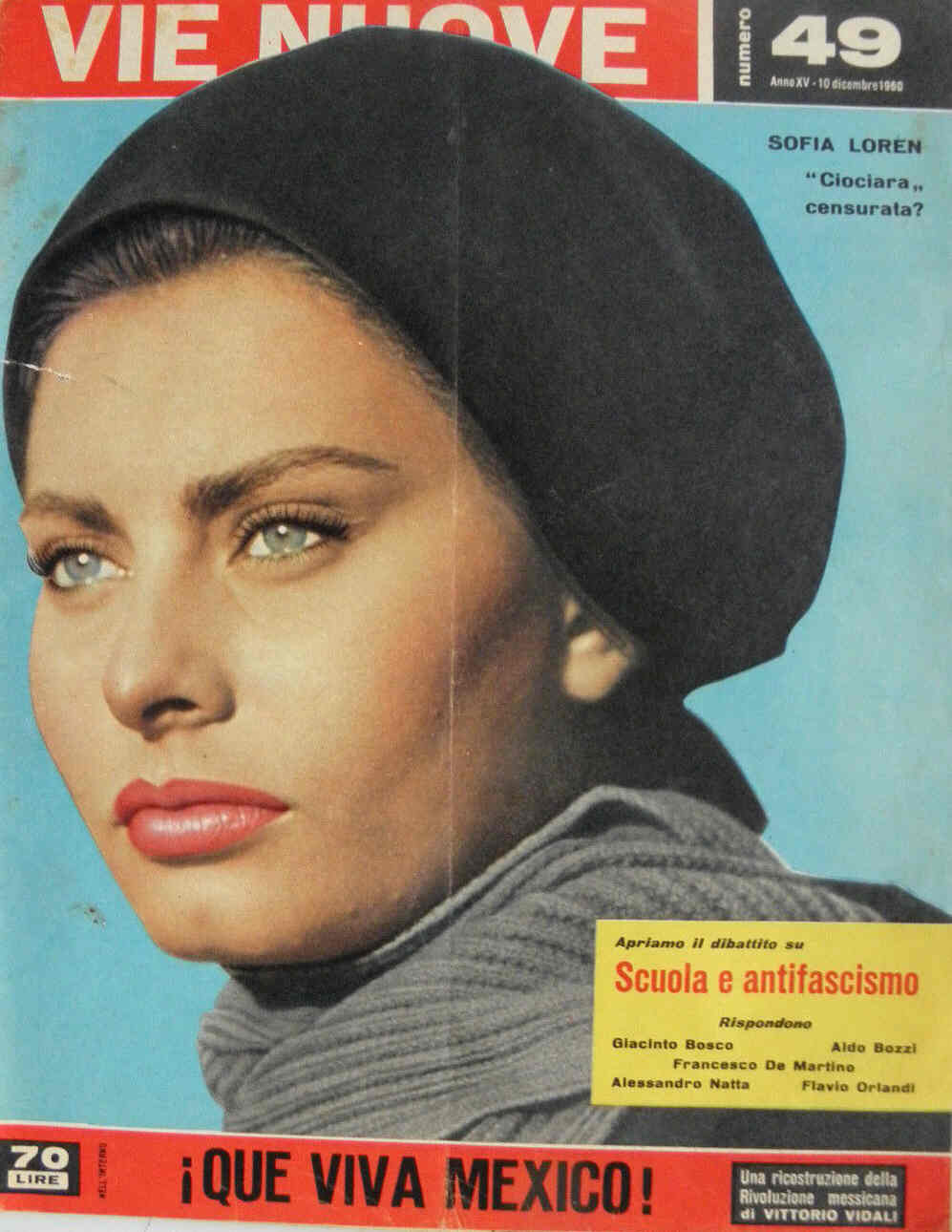 VIE NUOVE magazine side cover Issue 49 10 December 1960