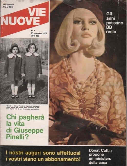 VIE NUOVE magazine side cover Issue 1 1 January 1970
