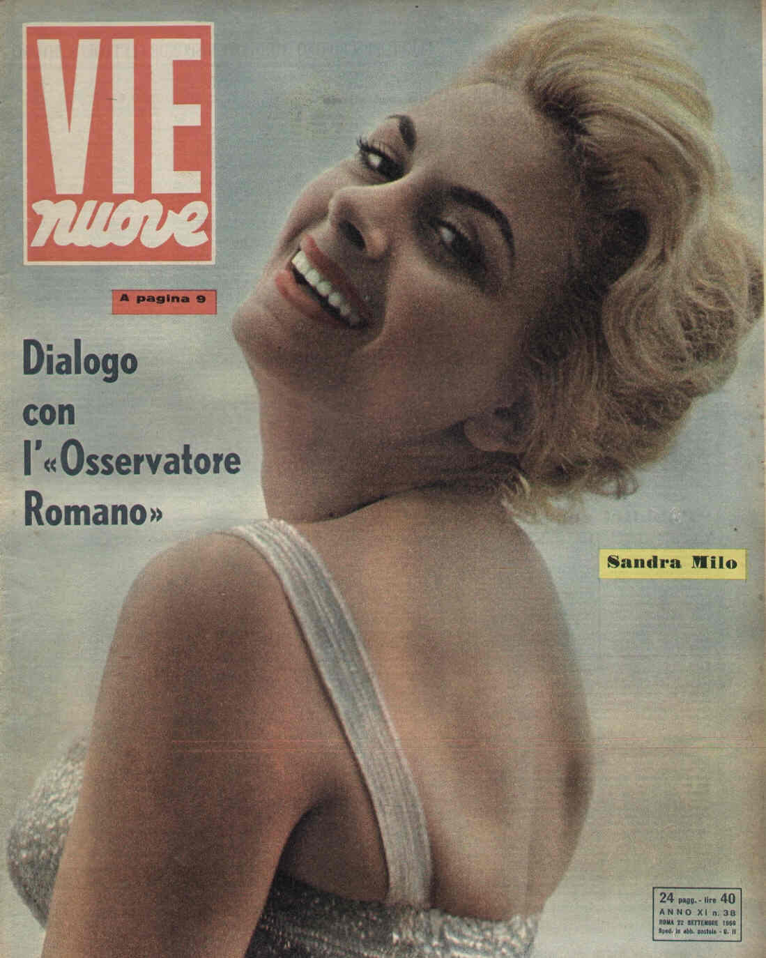 VIE NUOVE magazine side cover Issue 38 22 September 1956