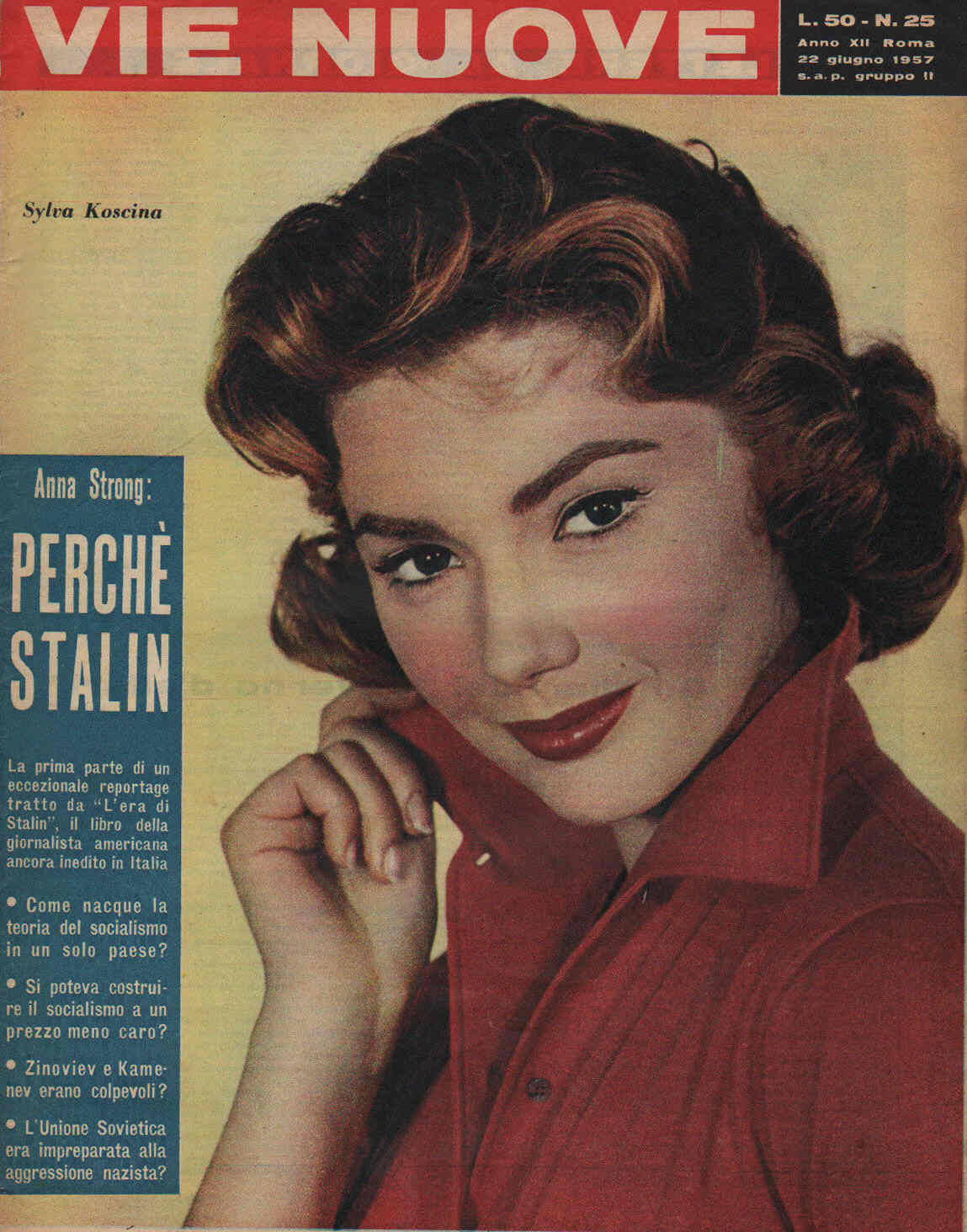 VIE NUOVE magazine side cover Issue 25 22 June 1957
