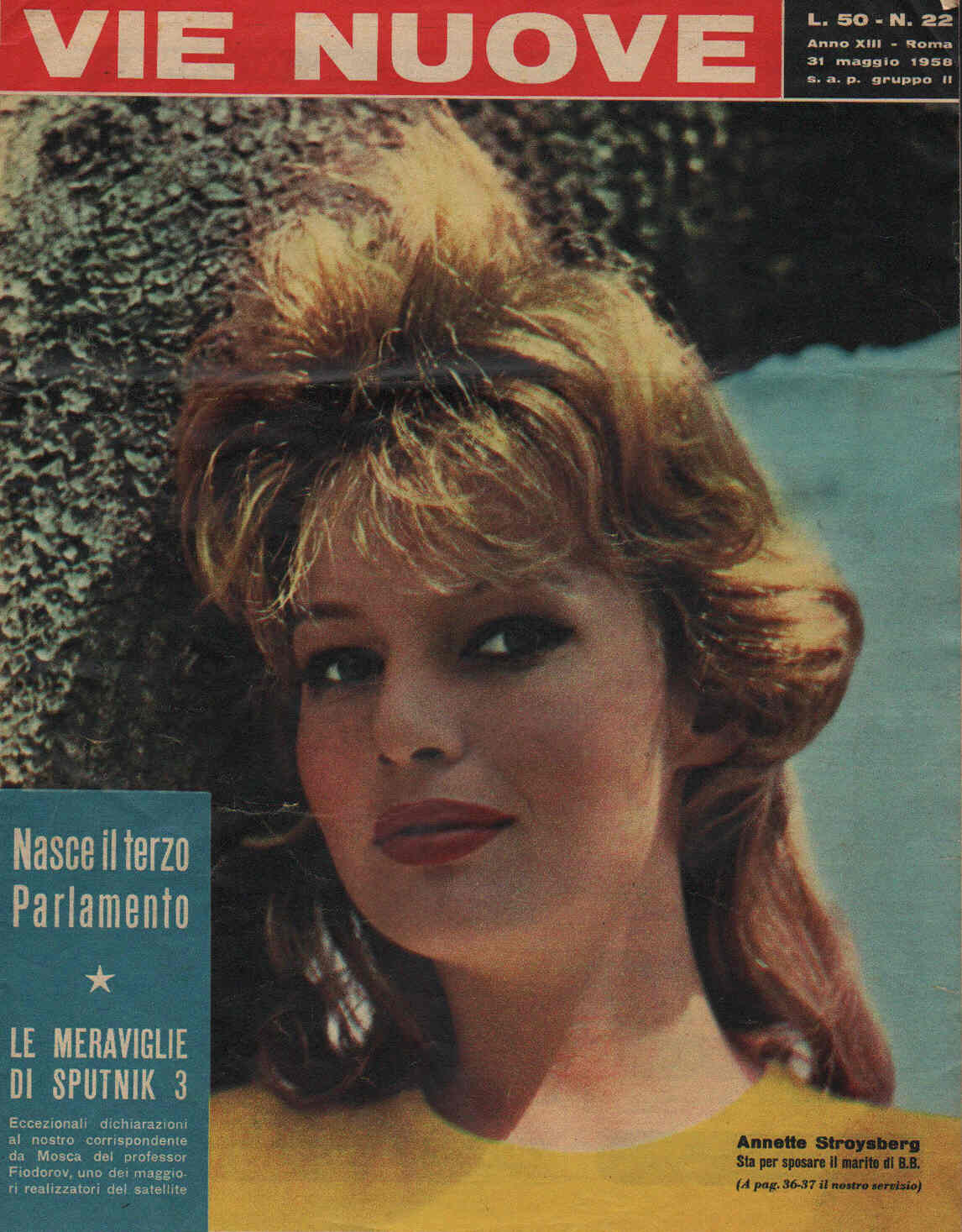 VIE NUOVE magazine side cover Issue 22 31 May 1958