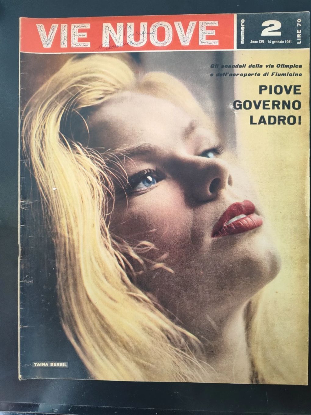 VIE NUOVE magazine side cover Issue 2 14 January 1961