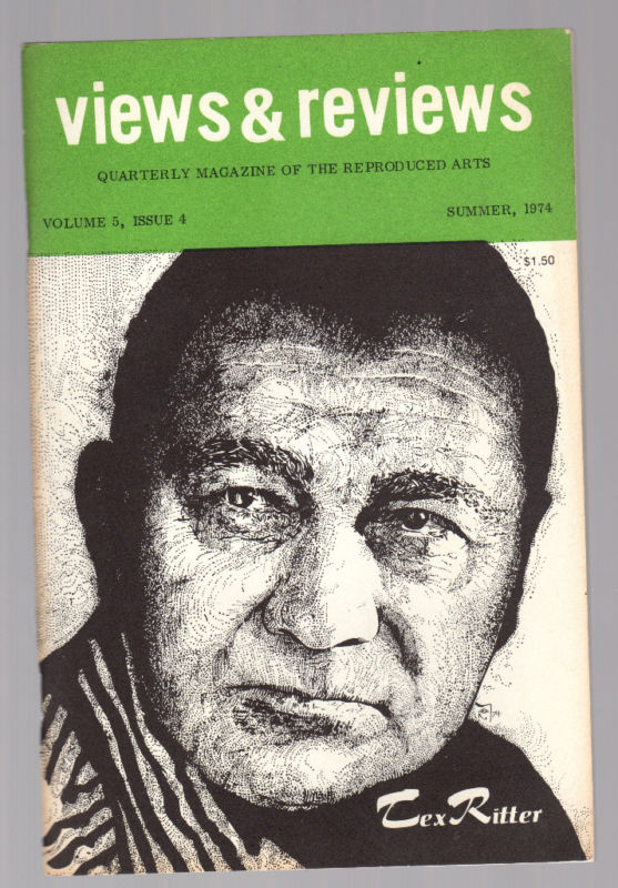 VIEWS AND REVIEWS magazine side cover Issue 20  Vol 5 # 4 Summer 1974