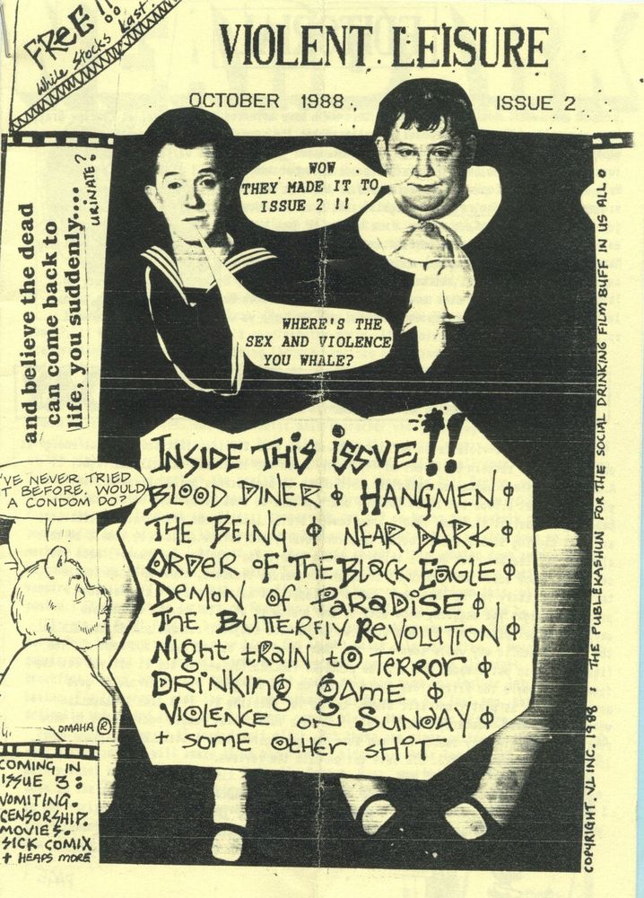 VIOLENT LEISURE magazine side cover Issue 2 October 1988