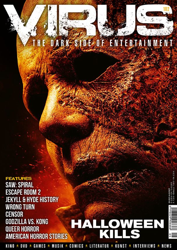 VIRUS magazine side cover Issue 102  August/September 2021
