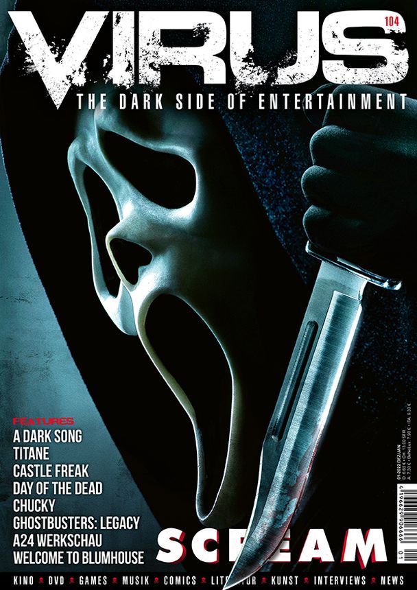 VIRUS magazine side cover Issue 104  December 2021/ January 2022 