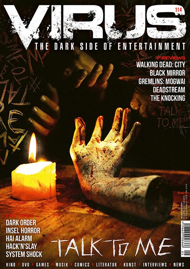 VIRUS magazine side cover Issue 114  August/September 2023