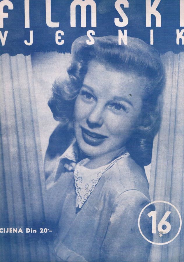 FILMSKI VJESNIK magazine side cover Issue 16  1952
