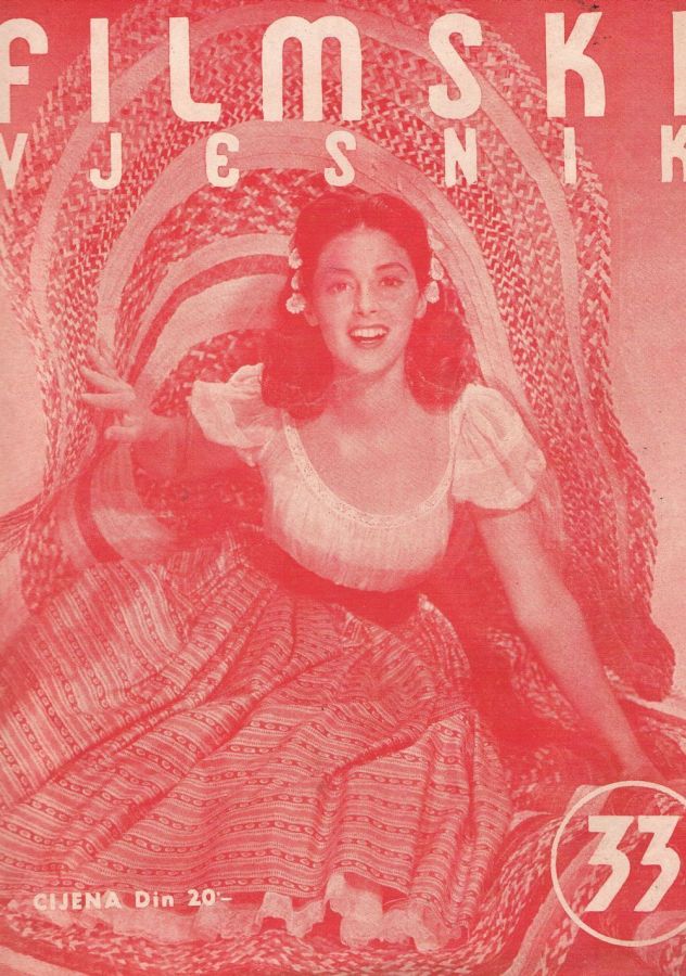 FILMSKI VJESNIK magazine side cover Issue 33  1953