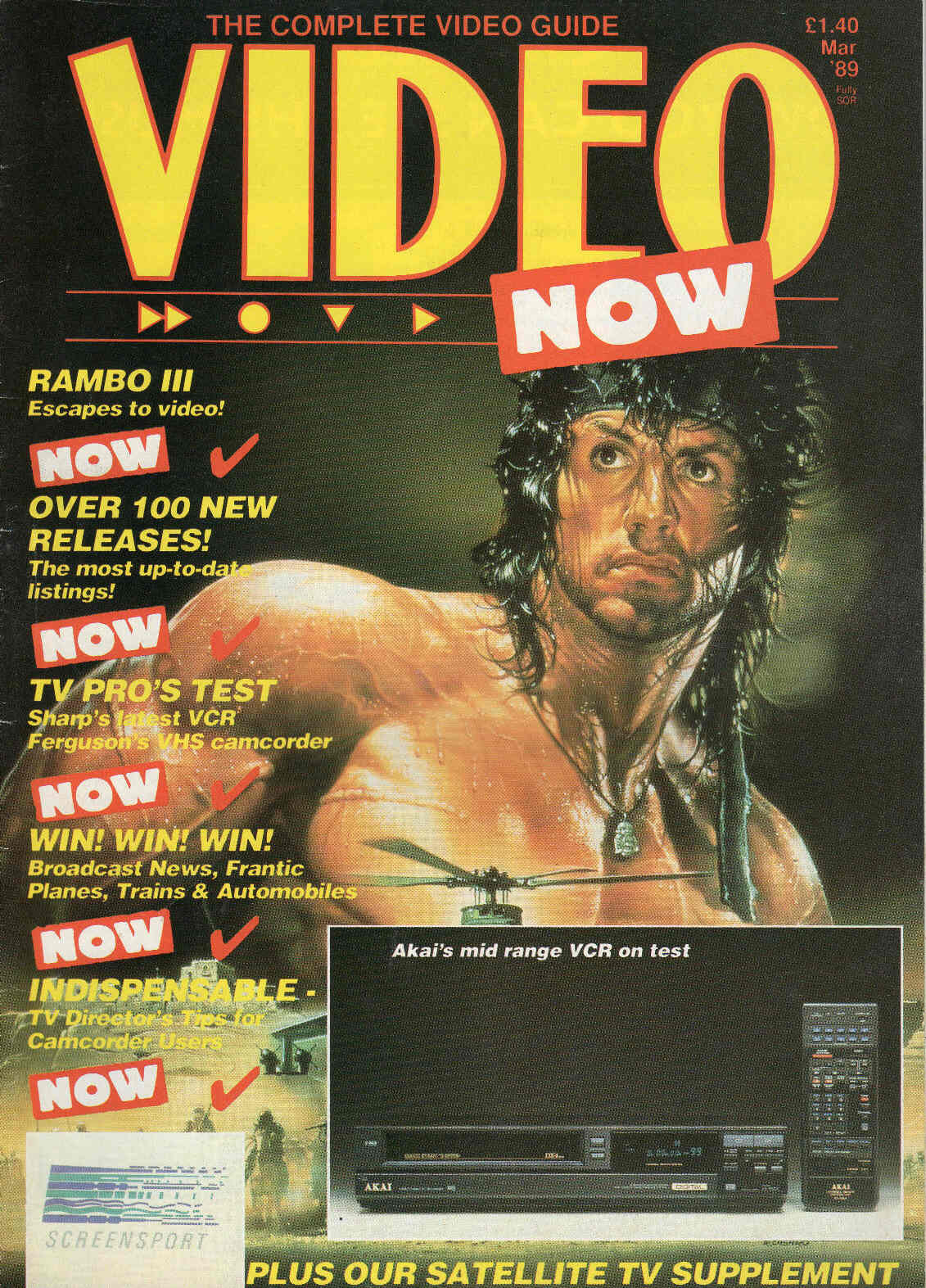 VIDEO NOW (UK) magazine side cover March 1989