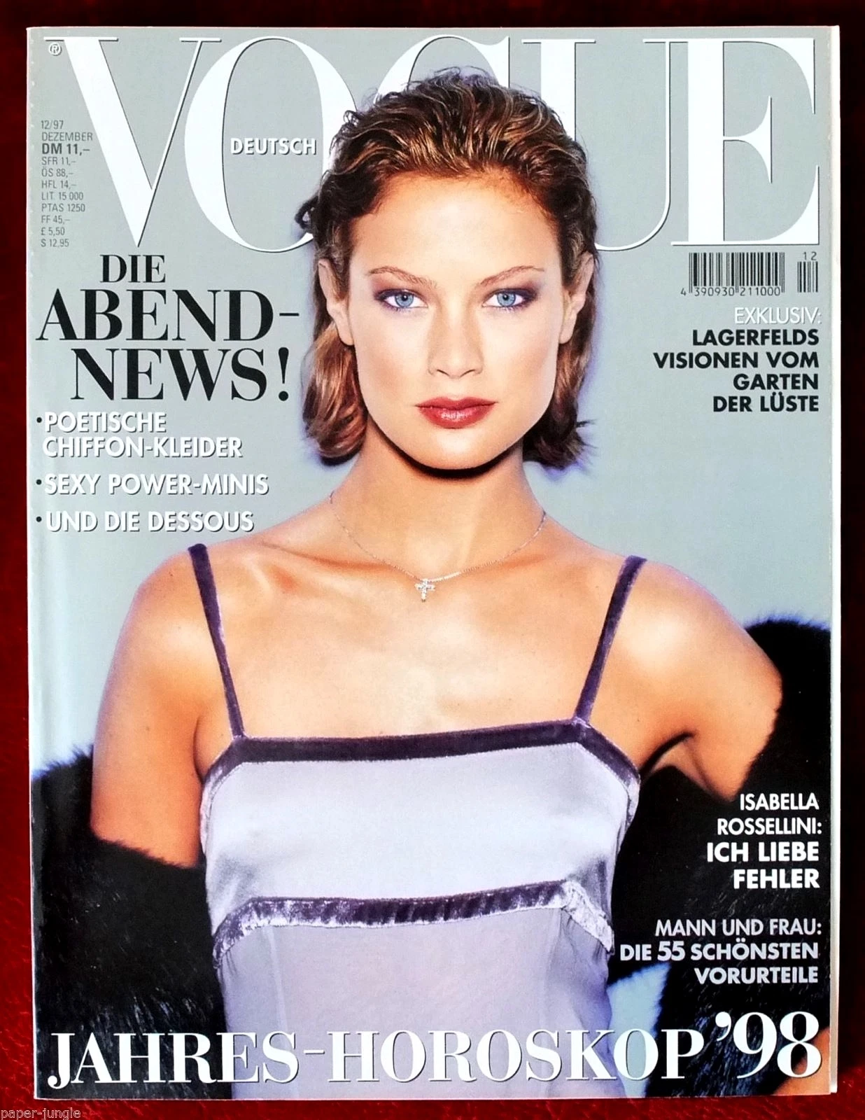 VOGUE GERMANY magazine side cover  December 1997