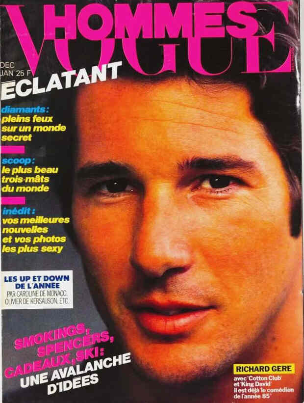 VOGUE HOMMES magazine side cover Issue 75  December 1984/ January 1985 