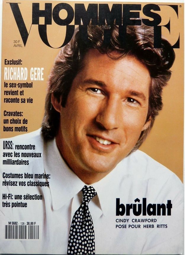 VOGUE HOMMES magazine side cover Issue 128  April 1990