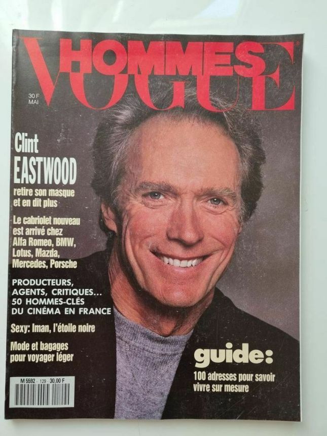 VOGUE HOMMES magazine side cover Issue 129  May 1990