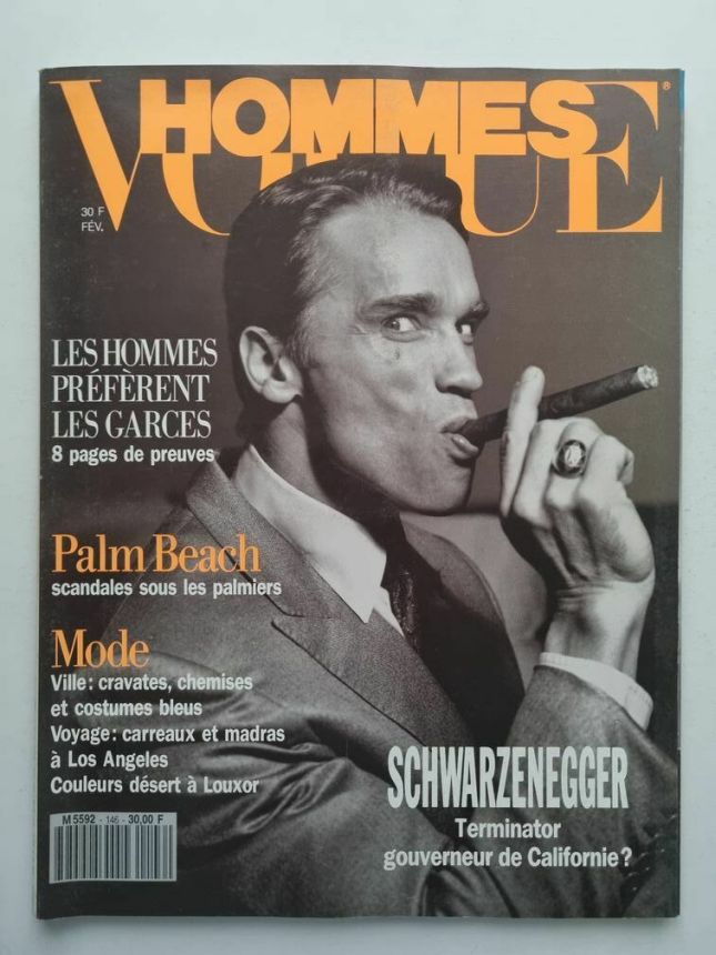 VOGUE HOMMES magazine side cover Issue 146  February 1992