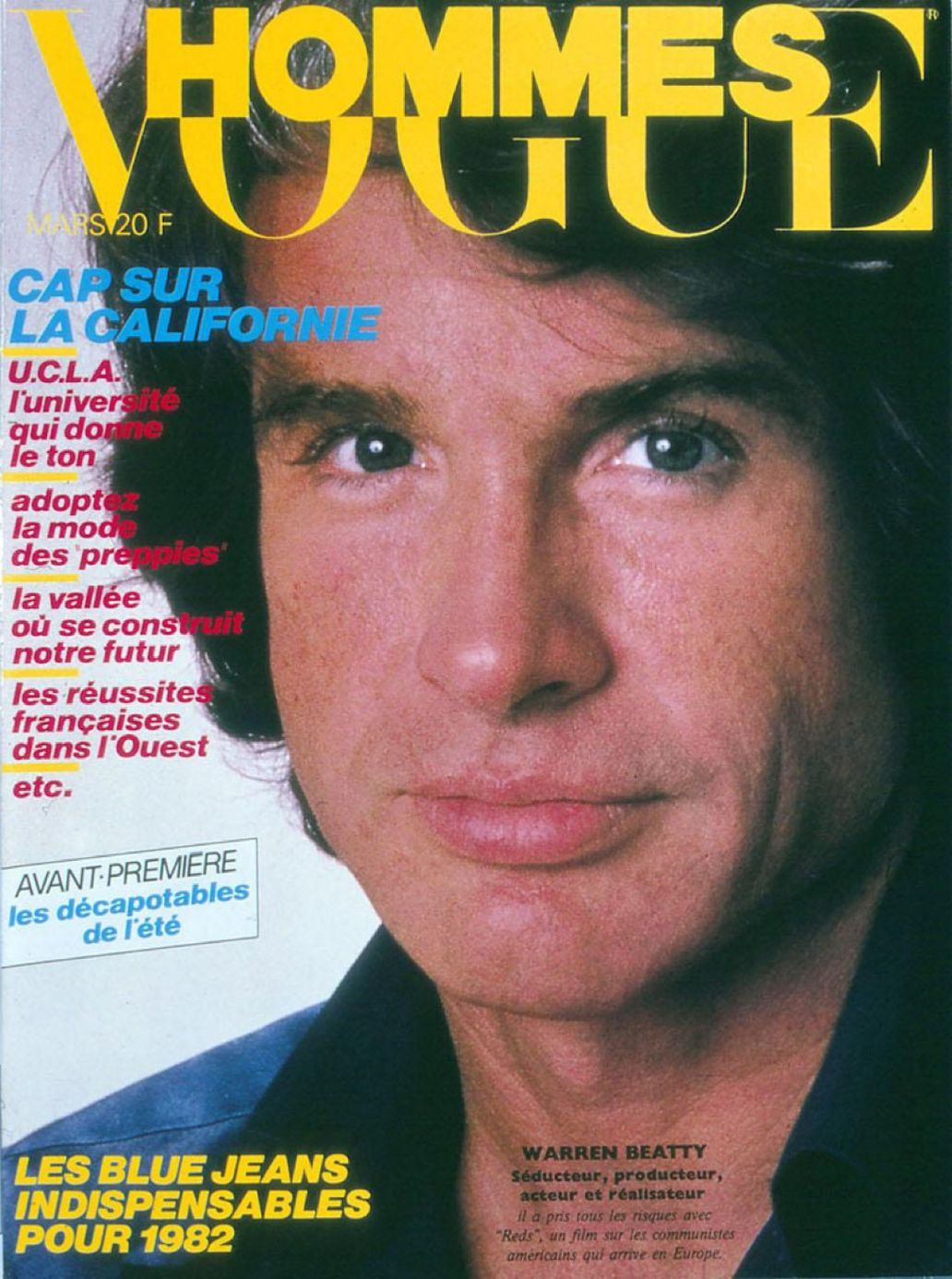 VOGUE HOMMES magazine side cover Issue 47  March 1982