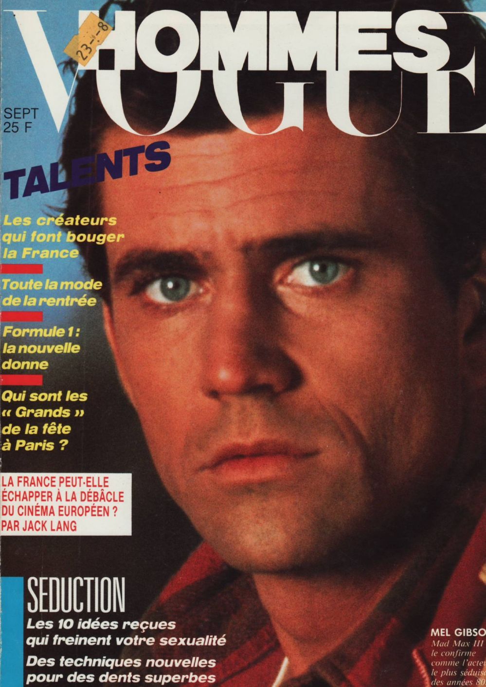 VOGUE HOMMES magazine side cover Issue 82  September 1985