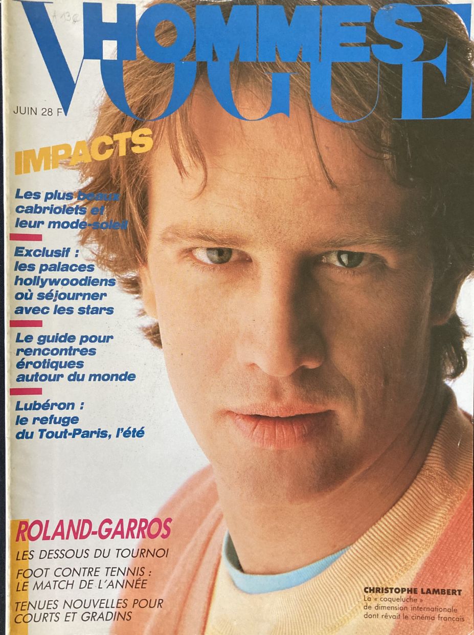VOGUE HOMMES magazine side cover Issue 90  June 1986