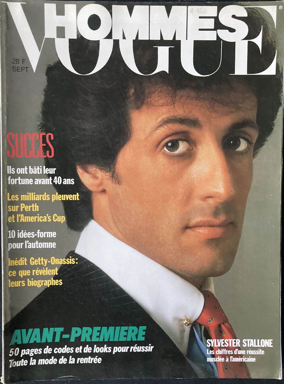 VOGUE HOMMES magazine side cover Issue 92  September 1986
